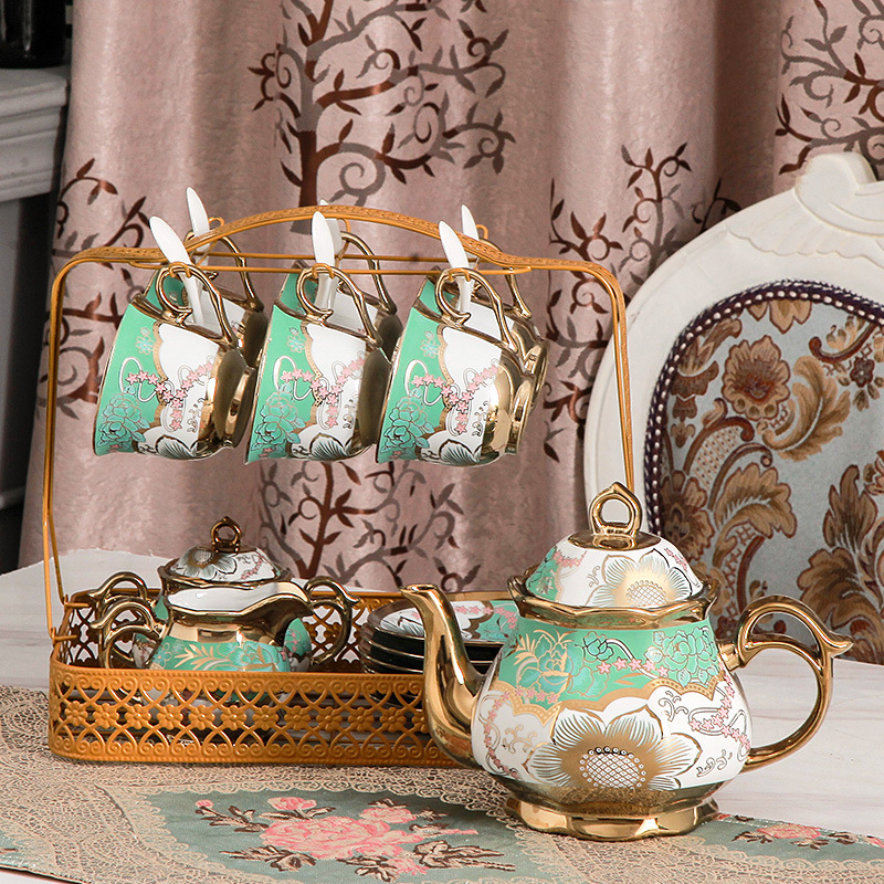 Porcelain Coffee Cup Set - European Design (15 Pieces) - Image 7