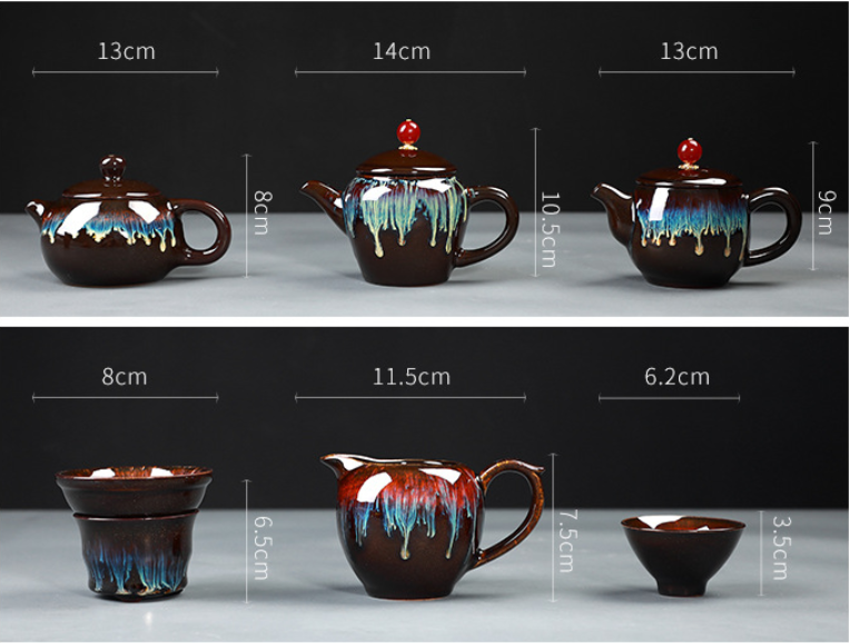 Chinese Kungfu Tea Set with Kiln-Fired Ceramic Cups, Teapot, and Bowl Cover - Image 6