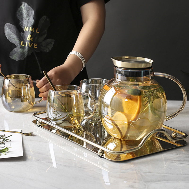 Glass Tea Set - 5-Piece Clear Glass Teapot and Teacup Set for Home Kitchen and Living Room Use - Image 2