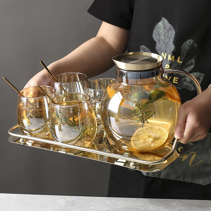 Glass Tea Set - 5-Piece Clear Glass Teapot and Teacup Set for Home Kitchen and Living Room Use - Image 3