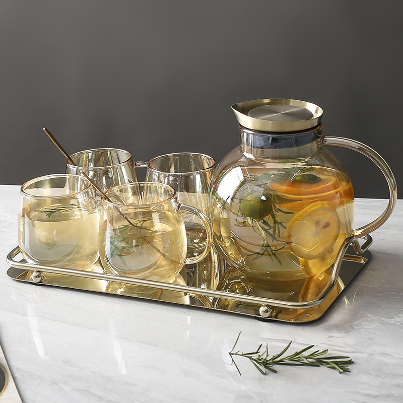 Glass Tea Set - 5-Piece Clear Glass Teapot and Teacup Set for Home Kitchen and Living Room Use - Image 5