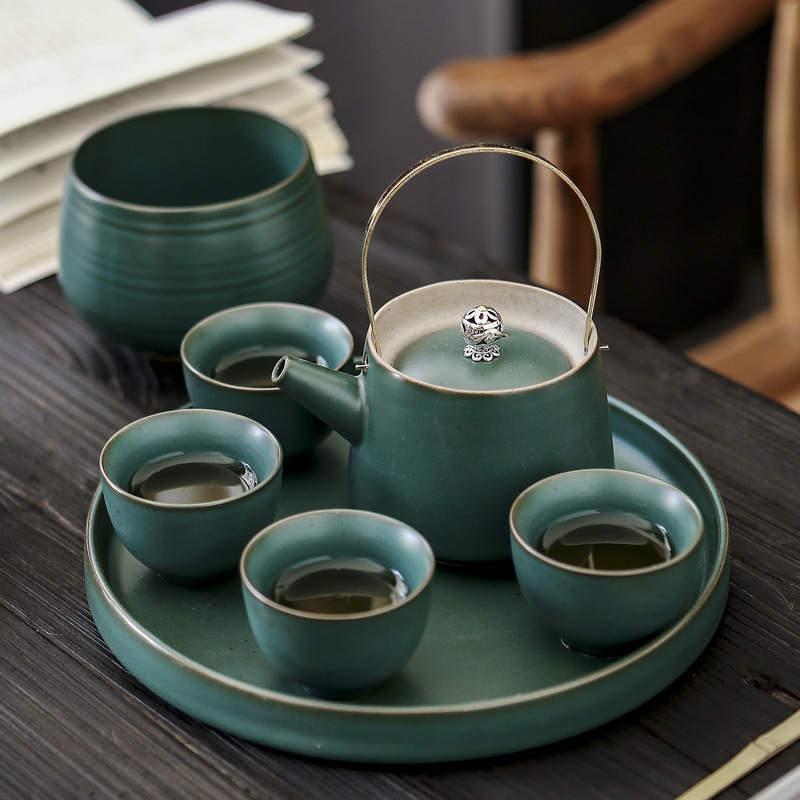 Japanese Stoneware Ceramic Tea Set - Image 5