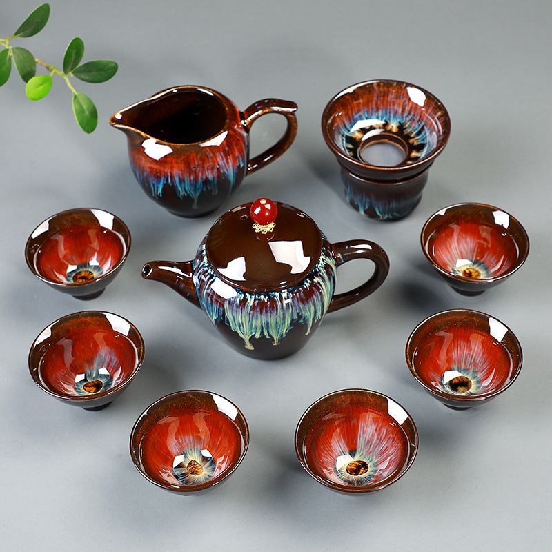 Chinese Kungfu Tea Set with Kiln-Fired Ceramic Cups, Teapot, and Bowl Cover - Image 4
