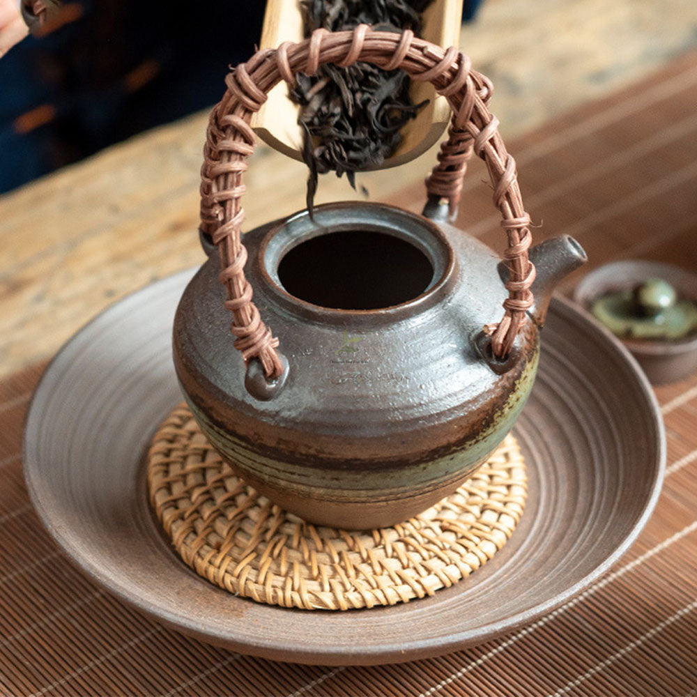 Japanese Ceramic Teapot with Bamboo Handle