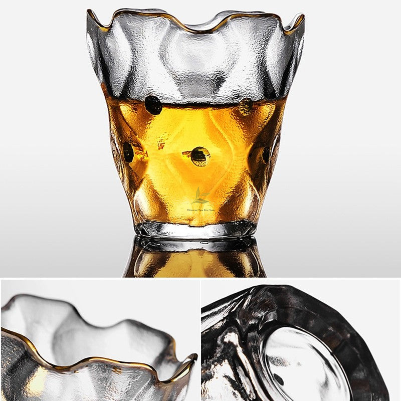 300ml/450ml Thickened Heat Resistant Ice Cube Glass Gongfu Tea Cup with Lid and Saucer - Image 2