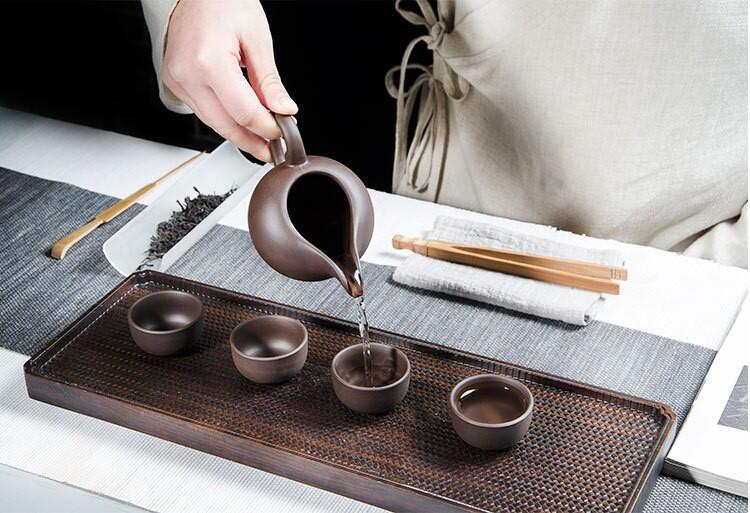 Yi Xing Purple Sand Tea Set - 14 Ceramic Kung Fu Cups and Bowl with Cover - Image 6