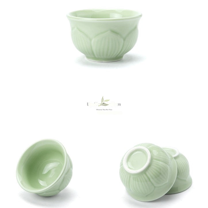Jade Porcelain Tea Ceremony Set with Automatic Lotus Unveiling Teapot - Image 4