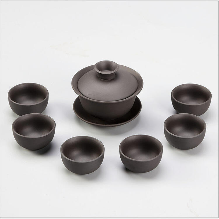 Yi Xing Purple Sand Tea Set - 14 Ceramic Kung Fu Cups and Bowl with Cover - Image 5